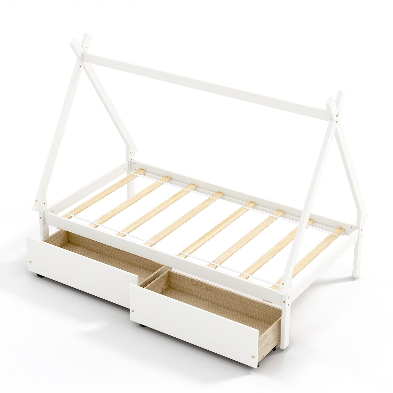 Wooden House Bed with Storage Drawers and DIY Playhouse Design for Kids